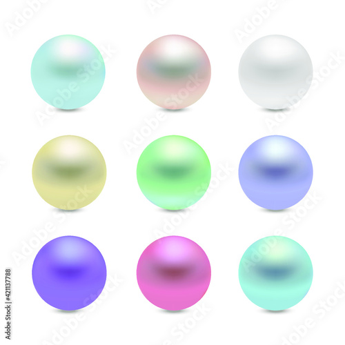 3D colorful beads and pearls. Vector illustration.