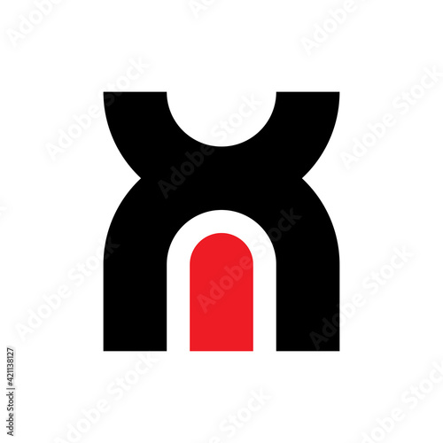 XM letter with door logo design vector