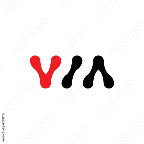 VM letter or VIA letter logo design vector