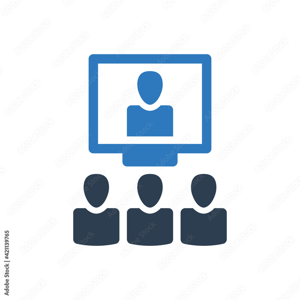 video conference lecture and online video call icon video conference lecture and online video call icon
