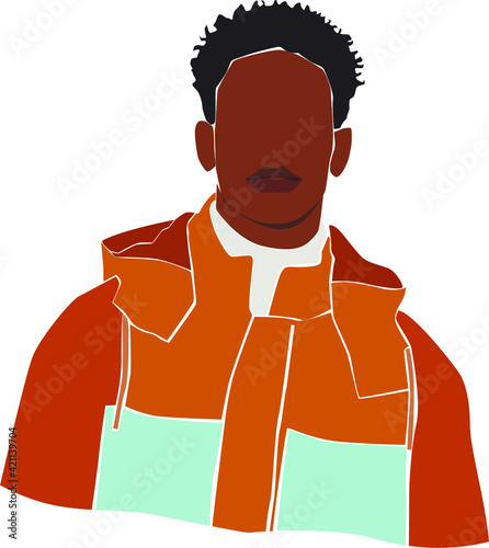 Black afro young man on the white isolated  background. Abstract man portrait.