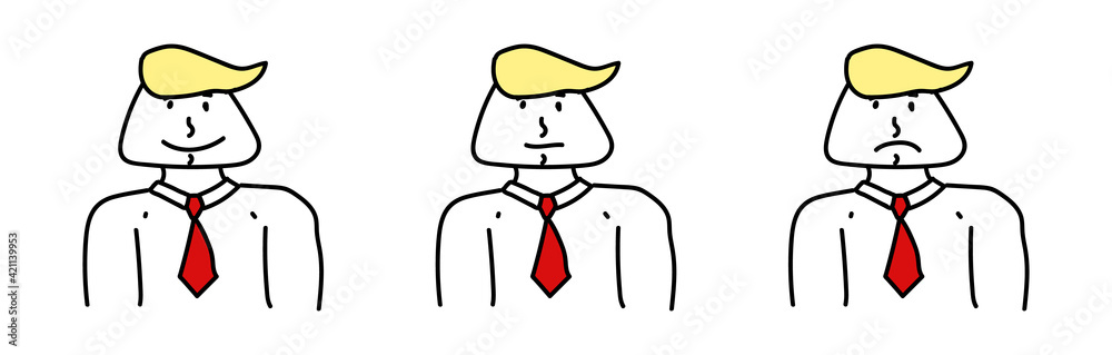 Cartoon drawing of a man, with different facial expressions. Cartoon drawing of a man, with different facial expressions.
