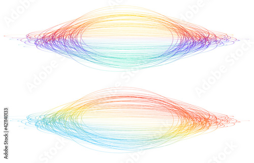 Design elements. Wave of many purple lines circle ring. Abstract vertical wavy stripes on white background isolated. Vector illustration EPS 10. Colourful waves with lines created using Blend Tool