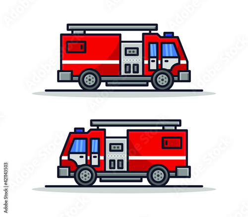 Cartoon illustrated fire truck