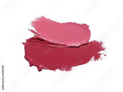Lipstick smear smudge stroke isolated on white 