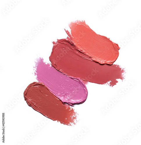 Lipstick smear smudge stroke isolated on white 