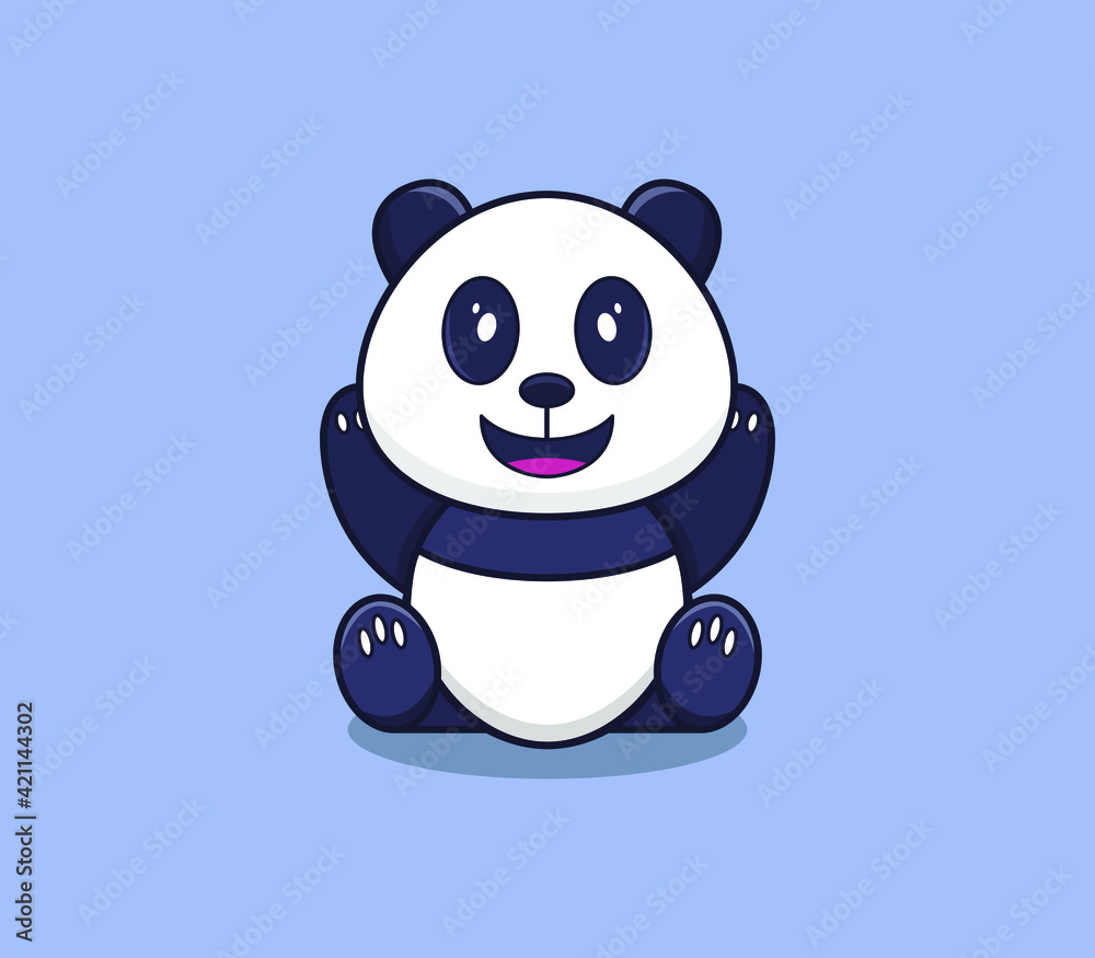 Fototapeta premium Cartoon illustrated panda