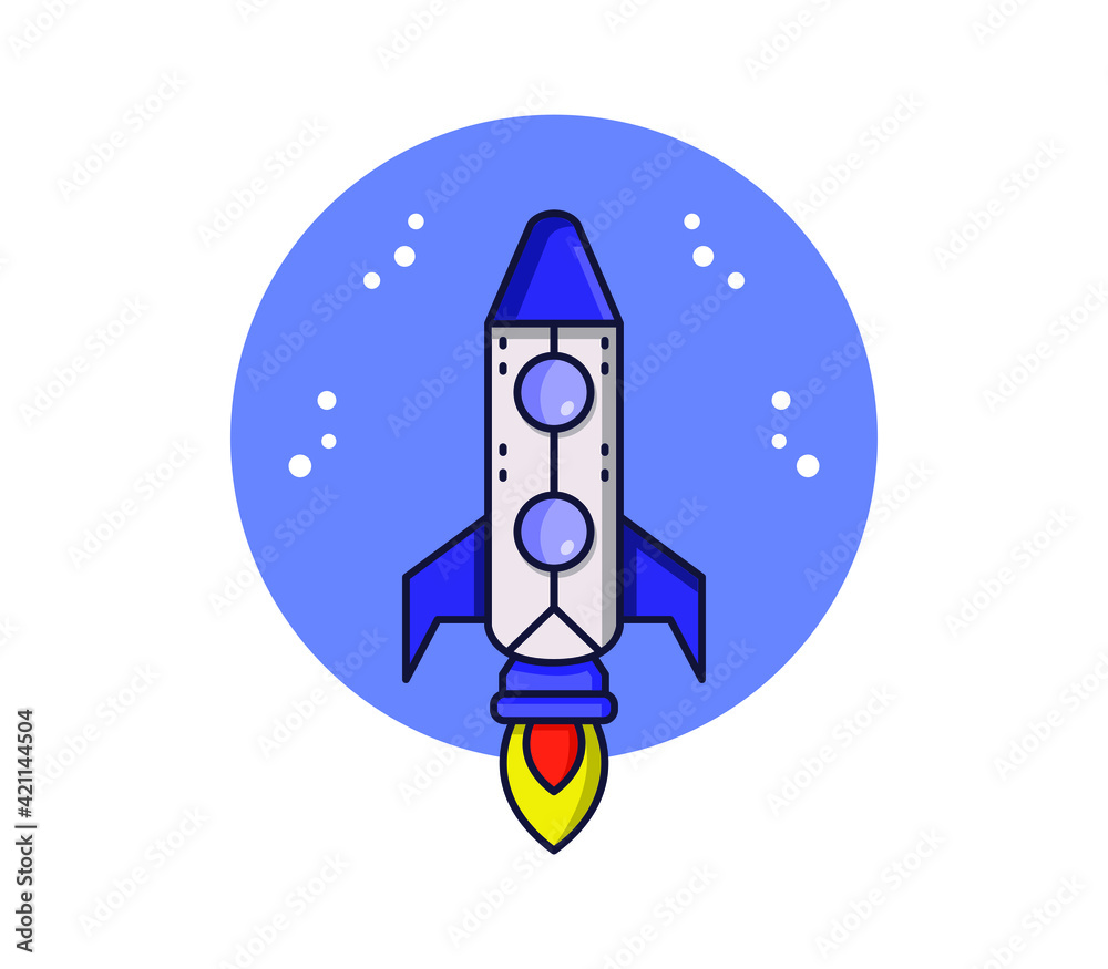 Cartoon illustrated rocket