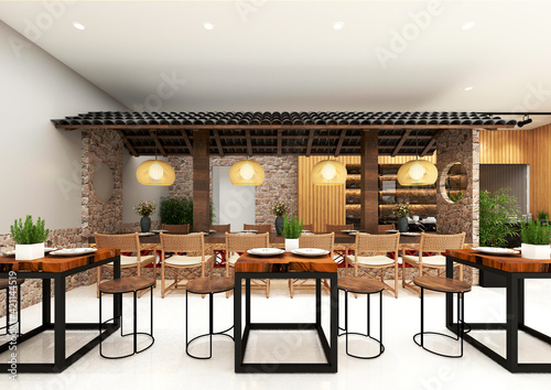 3d render of luxury restaurant interior