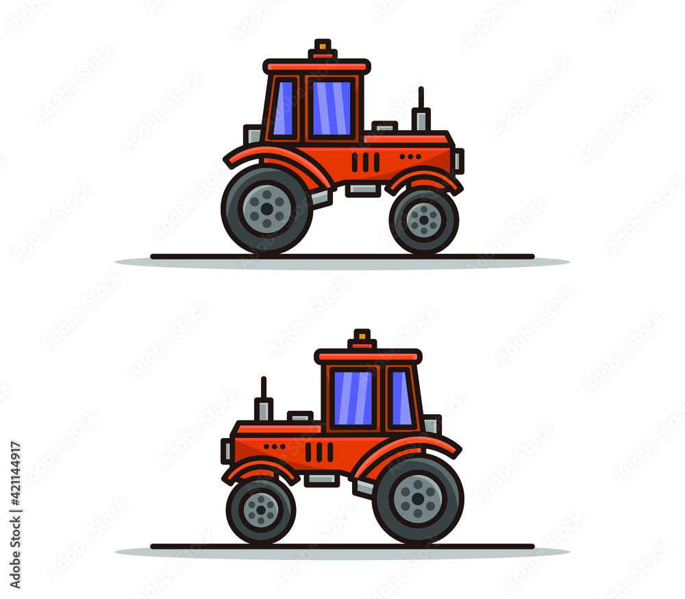 Fototapeta premium Cartoon illustrated tractor