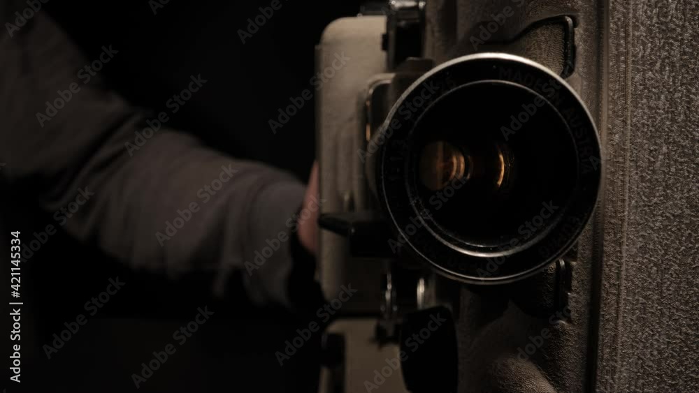 Old movie projector in close up view - macro shot