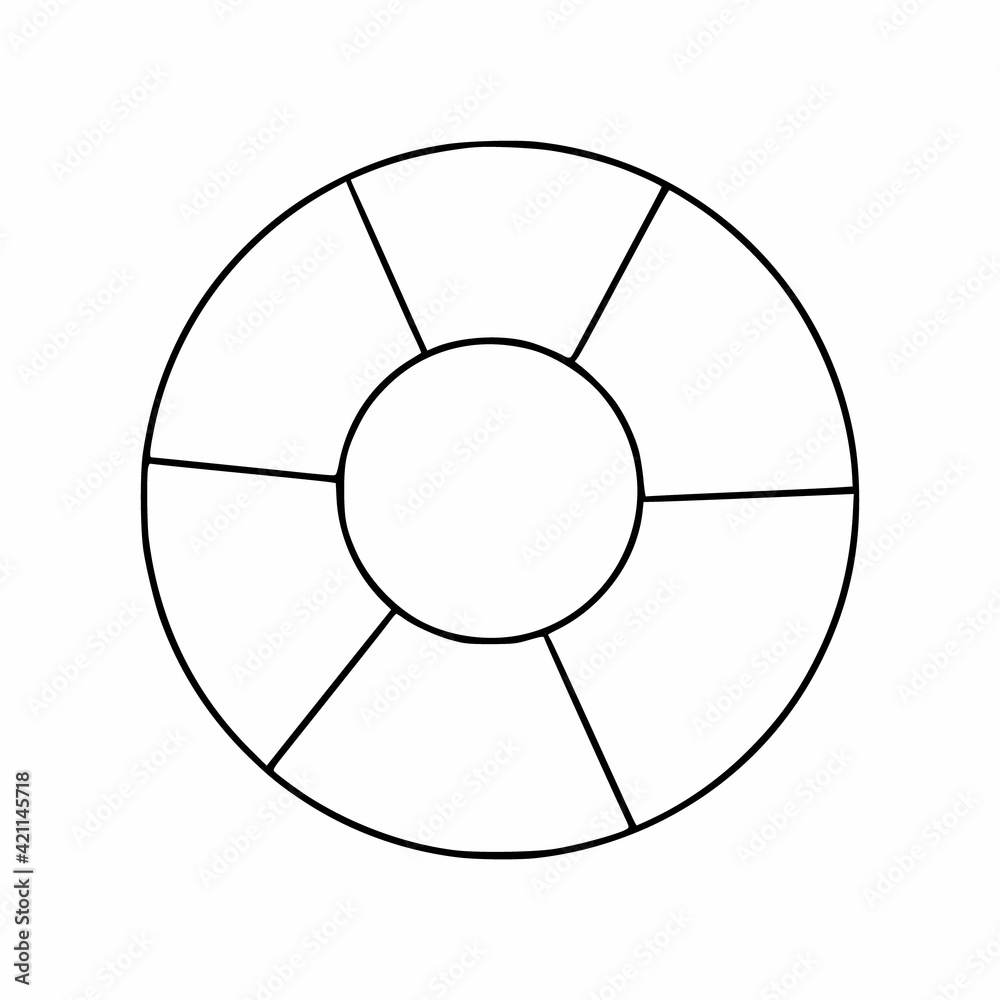 A lifebuoy drawn with a contour line. A doodle-style swimming circle. A lifebuoy drawn with a contour line. A doodle-style swimming circle.