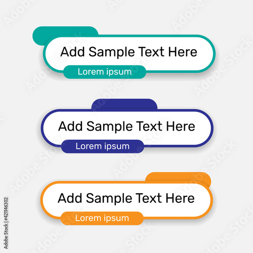 Web lower third banners set in three colors. -  Vector.