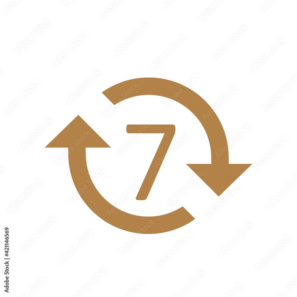 Circle arrow with seven icon illustration Circle arrow with seven icon illustration
