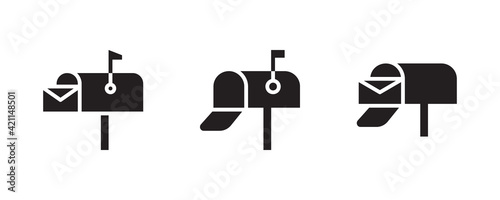 Mailbox icon set. Vector graphic illustration. Suitable for website design, logo, app, template, and ui. 