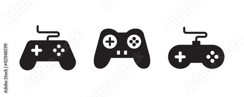 Gamepad, joystick, game controller, joypad icon set. Vector graphic illustration. Suitable for website design, logo, app, template, and ui. 