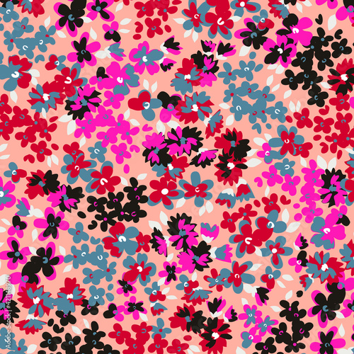 Floral seamless pattern. Hand drawn. For textile, wallpapers, print, wrapping paper. Vector stock illustration.