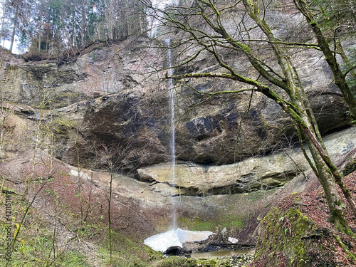 Waterfall Sulzigbachfall (waterfall Sulzigbach or Sulzigbachfall Wasserfall) in the Sulzigtobel ravine, Werthenstein - Switzerland (Schweiz) photo