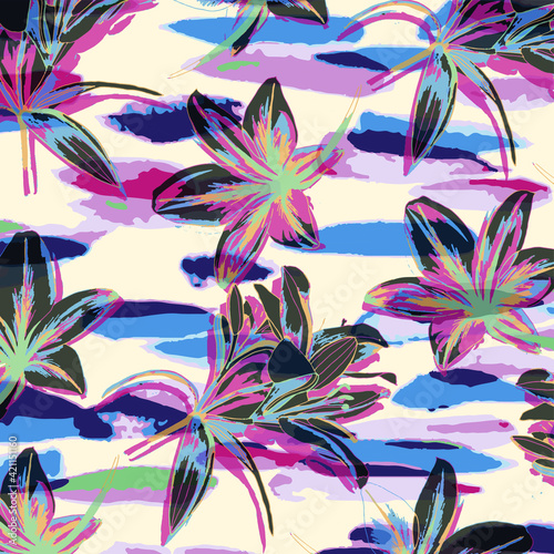 Floral seamless pattern. Hand drawn. For textile, wallpapers, print, wrapping paper. Vector stock illustration.