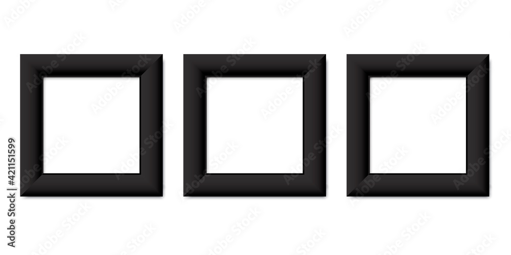 three black frames. Vector photo frame mockup illustration. Template set. Stock image. EPS 10. three black frames. Vector photo frame mockup illustration. Template set. Stock image. EPS 10.