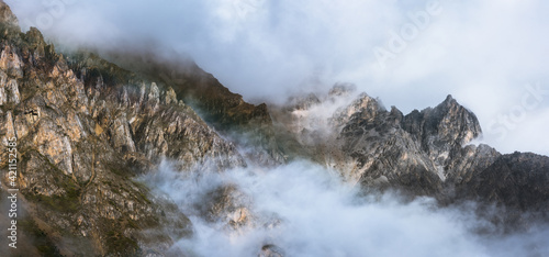 Cloudy mountains in the early morning