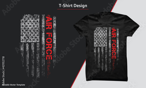 U.S. Air Force vintage tshirt design with grunge vector illustration of USA flag.T-shirt print design.