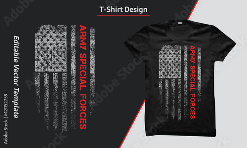 USA Army Special Forces t-shirt with American grunge flag, American Army Special Forces flag