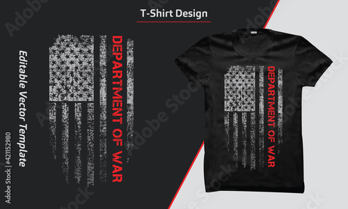 USA Department of War vector t-shirt design with American grunge flag