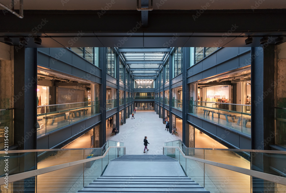 The interior view of shopping mall in Hong Kong