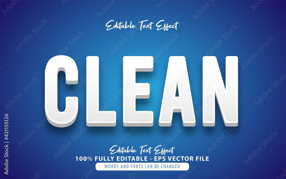 clean, 3d white bold style editable text effect Premium Vector