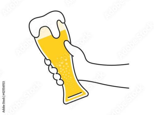 ビアグラスを持って乾杯するイラスト