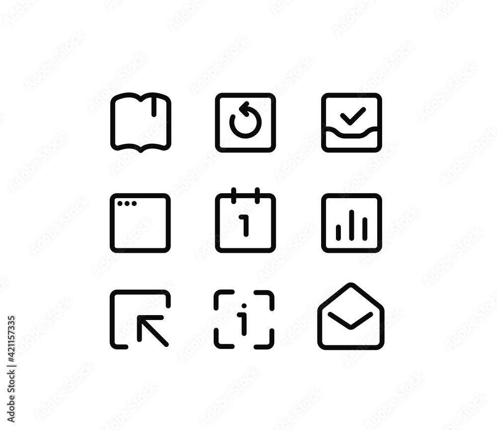 Social media thin line vector icons set on white background