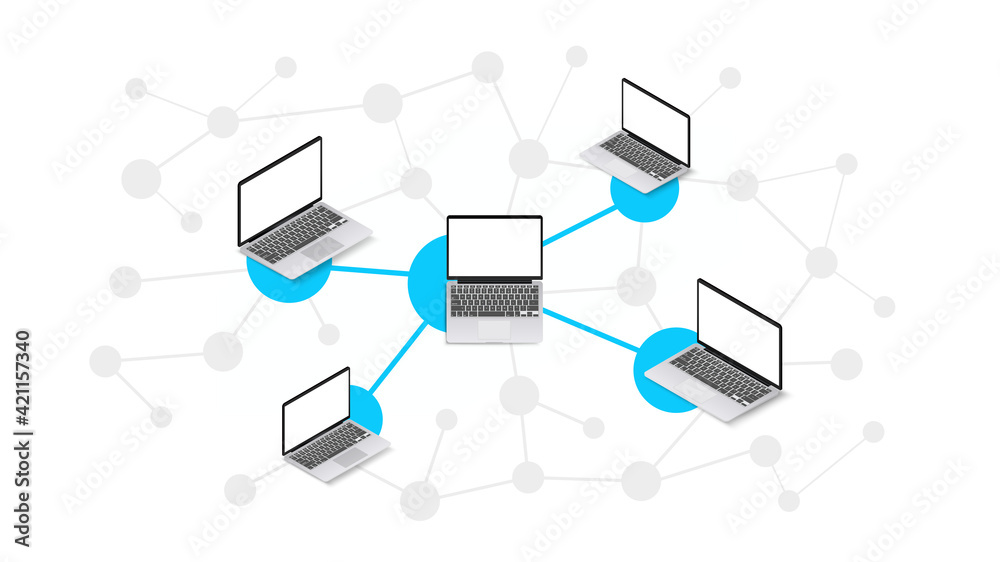 Abstract scheme of modern computer network. Isometric vector illustration Abstract scheme of modern computer network. Isometric vector illustration