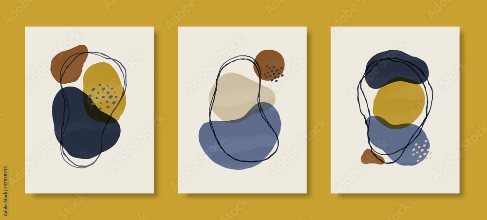 Set of Abstract Art Background In A Trendy Minimal Style. Vector Hand Drawn Illustration from Organic shapes and Lines Set of Abstract Art Background In A Trendy Minimal Style. Vector Hand Drawn Illustration from Organic shapes and Lines