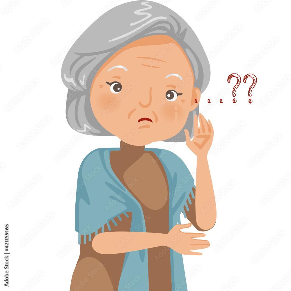 Deafness old woman. Old senior woman he has reduced hearing problems. Elderly women from physical deterioration in old age. Deafness old woman. Old senior woman he has reduced hearing problems. Elderly women from physical deterioration in old age.