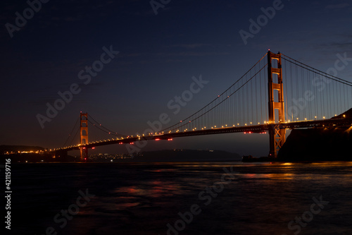 Golden Gate Bridge at night. San Francisco