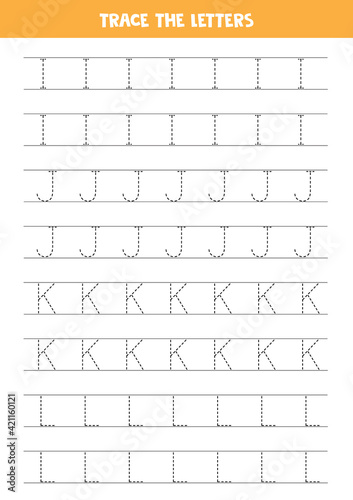 Tracing letters of English alphabet. Writing practice. © Milya Shaykh