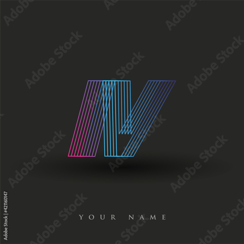 initial letter logo IV colored blue and magenta with striped composition, Vector logo design template elements for your business or company identity.
