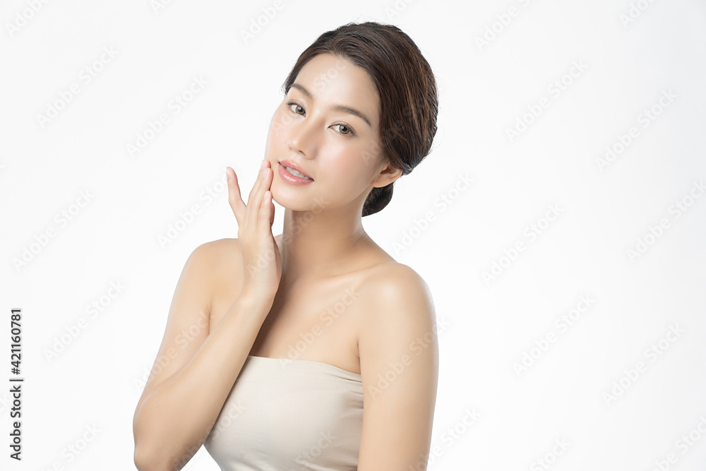 Beautiful young asian woman with clean fresh skin on white background, Face care, Facial treatment, Cosmetology, beauty and spa, Asian women portrait Beautiful young asian woman with clean fresh skin on white background, Face care, Facial treatment, Cosmetology, beauty and spa, Asian women portrait