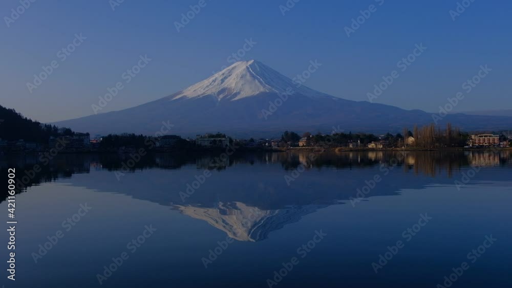 Upside down Mt. Fuji from Ubuyagasaki Lake Kawaguchi Japan 03/18/2021 Upside down Mt. Fuji from Ubuyagasaki Lake Kawaguchi Japan 03/18/2021