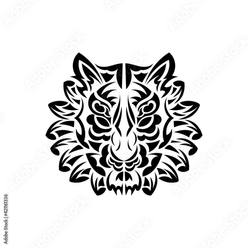 Samoan style tiger face tattoo. Boho tiger face. Isolated. Vector