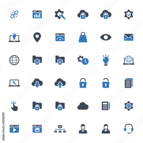 Computing icons set vector graphic illustration