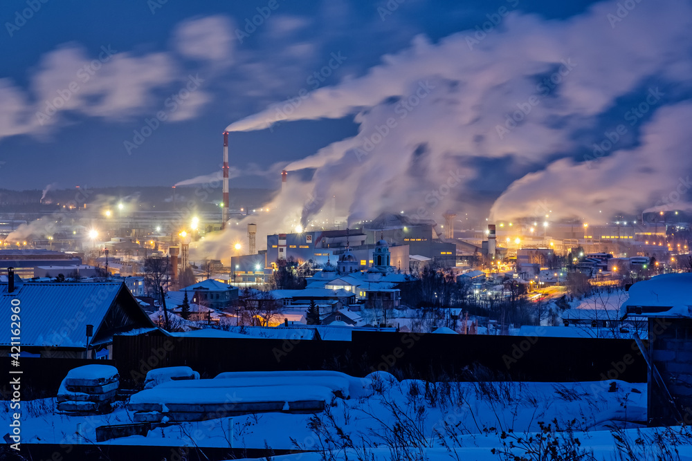 view of the factory at night view of the factory at night