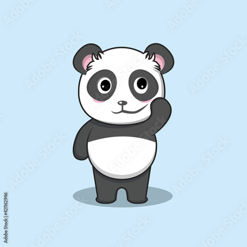 Cute Chubby Panda, cartoon style vector illustration