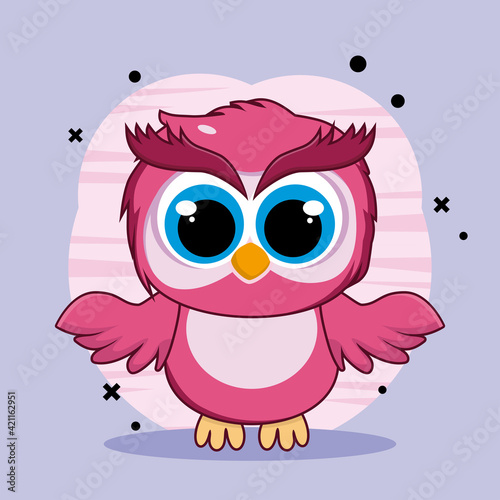 Cute owl, cartoon style vector illustration