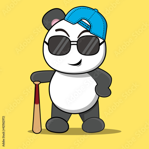 Panda Baseball cartoon style vector illustration