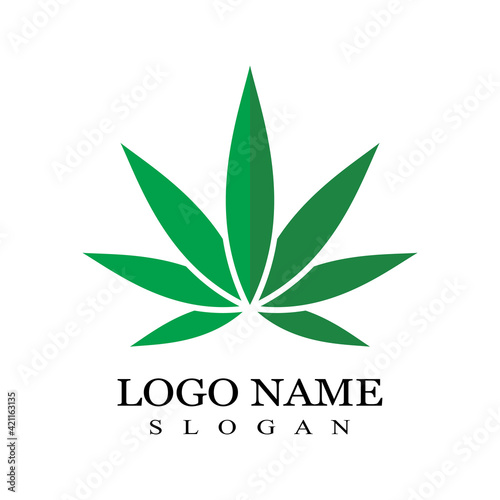 Cannabis marijuana hemp leaf logo and symbol