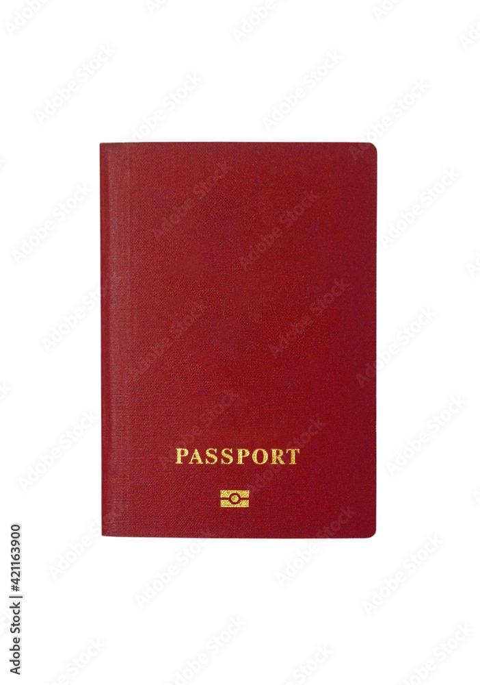 empty blank travel passport cover is isolated on a white background