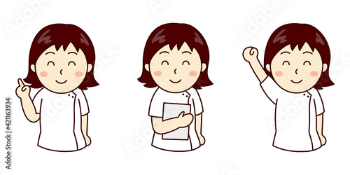 笑顔の女性看護師のイラストセット
