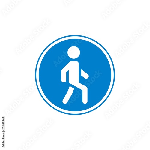 Pedestrian road sign flat icon